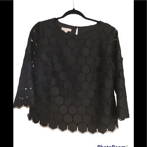 RSVP by Talbots black hexagonal lace blouse, Size LP